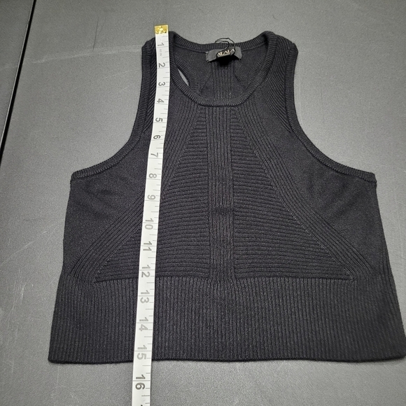 Alala Black Goddess Cashmere Blend Crew Neck Racerback Crop Top Knit Tank NWOT M - Picture 10 of 11